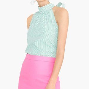 *NWT* J x J.Crew Striped Tie-Neck Poplin Top